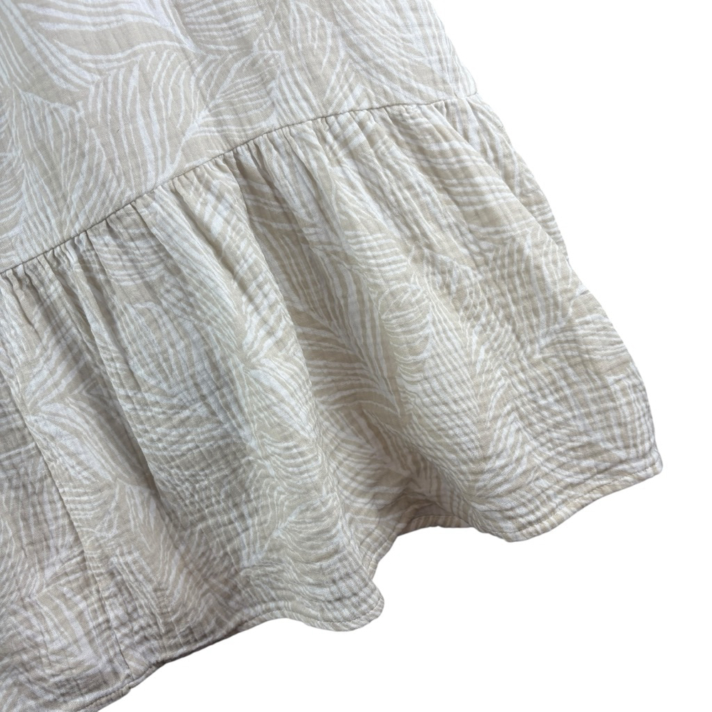 Tropical Babydoll Dress Taupe White Ruffle Size Medium - Picture 4 of 9
